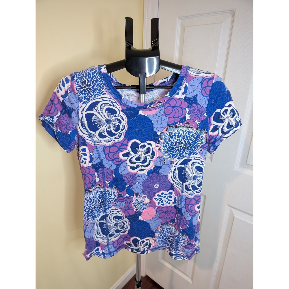 T by Talbots Floral Tee Spring Blossoms Short Sleeve Top - Size M